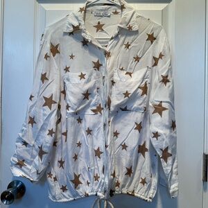 Elegant Starry White and Brown Blouse